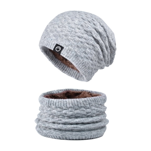 Generic Autumn Winter Thermal Hat Scarf Set For Adults Warm Winter Beanie Hat & Scarf Set Stylish Knit Cap For Men Women Warm Winter Hat Scarf Glove Set For Men And Women