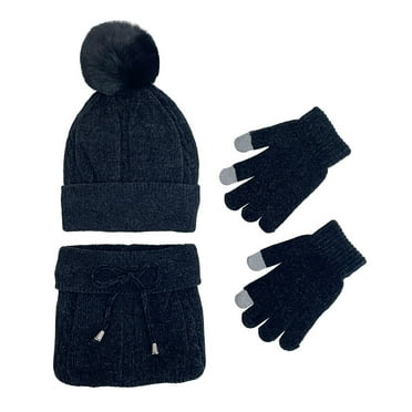 Generic Autumn Winter Women Wool Hat Scarf Gloves 3Pcs Set Cap Outdoor Plush Wool Hat Stylish Winter Hat Scarf Glove Set For Fashion-Conscious Individuals