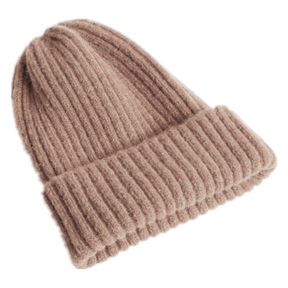 Generic Autumn/winter Imitation Rolled Hem Solid Color All Get Knitted Hat Men's And Women's Flanged Cold Hat Coordinated Winter Hat Scarf Glove Set For Men And Women