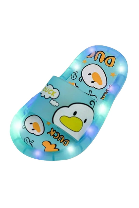 Baby Boots Children Slippers Four Seasons Flashing Lights Cute Baby Animal Cartoon Indoor And Outdoor Home Non Slip Sandals Clearance Shoes(2.5-3 Years,Blue)