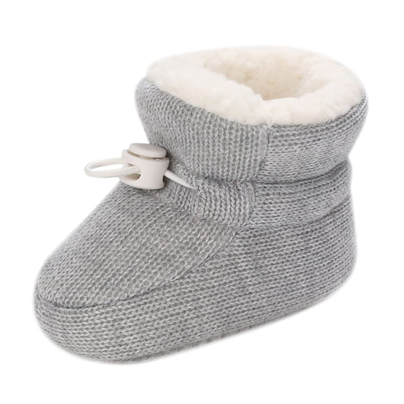 Generic Baby Boots Fashion Toddler Colorful Little Girls Winter Warm Kids Knitted Pre Boot Slippers Little Kid Winter Shoes for Indoor Outdoor Walking(12-18 Months,Gray)