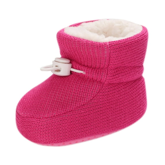 Generic Baby Boots Fashion Toddler Colorful Little Girls Winter Warm Kids Knitted Pre Boot Slippers Little Kid Winter Shoes for Indoor Outdoor Walking(6-12 Months,White)
