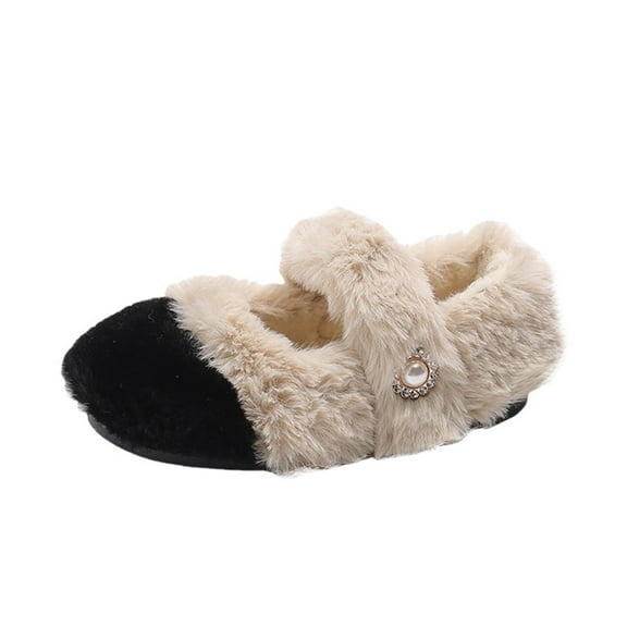 Generic Baby Boots Kids Slippers Girls Boys Slippers Cotton Comfy House Slippers Bedroom Slippers Non Slip Autumn And Winter Warm Indoor Shoes(18-24 Months,Beige)