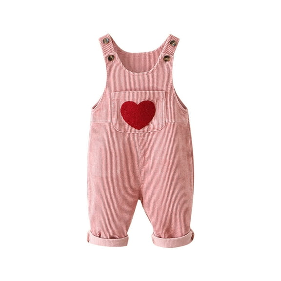Generic Baby Boy Girl Corduroy Bib Overalls Cotton Button Suspender Overalls Plain Romper Loose Jumpsuit for 2-8Years