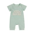 thumbnail image 1 of Generic Baby Boy Girl Ribbed Romper Short Sleeve Rainbow Patter Jumpsuit Outfits Clothes Summer Bodysuit for 0-2Years, 1 of 2