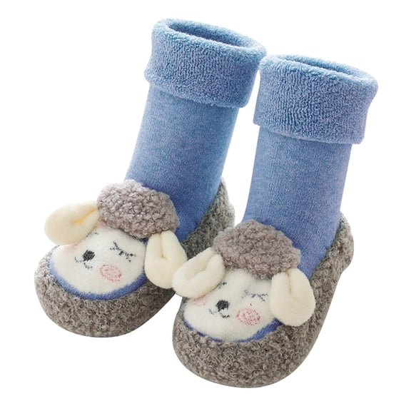 Generic Baby Boy Girls Toddlers Indoor Animals Slipper Shoes Antislip Socks Booties Winter Autumn Winter Warm Lightweight Non-slip Slippers（12-18 Months Blue）