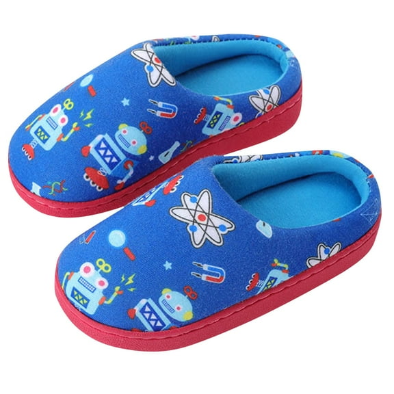 Generic Baby Boy Slippers Boy Autumn And Winter Plush Soft Home Non Slip Slippers With Thick Cotton Slippers Indoor Outdoor Fuzzy Warm Shoes(3-3.5 Years,Red)