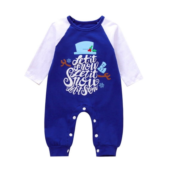 Generic Christmas Clothes for Toddler Boys Baby Girls Christma Letter Print Romper Jumpsuit Outfits for Outdoor Fashion Casual Soft Comfortable(3-6Months,Blue)