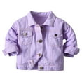 thumbnail image 1 of Generic Baby Boys Girls Denim Jacket Kids Toddler Button Down Jeans Jacket Top Long Sleeves Coat Outerwear Casual Clothes（5-6 Years Purple）, 1 of 7