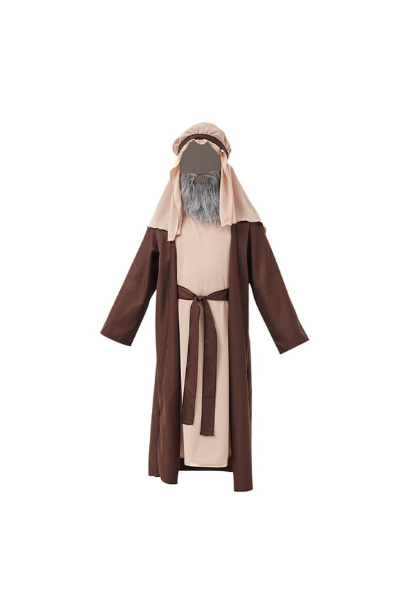 Baby Boys Girls Romper Children Halloween Arab Brown Grandpa Middle Elder Clothes 3 PCS Suit for Holiday (13-15 Years Brown)