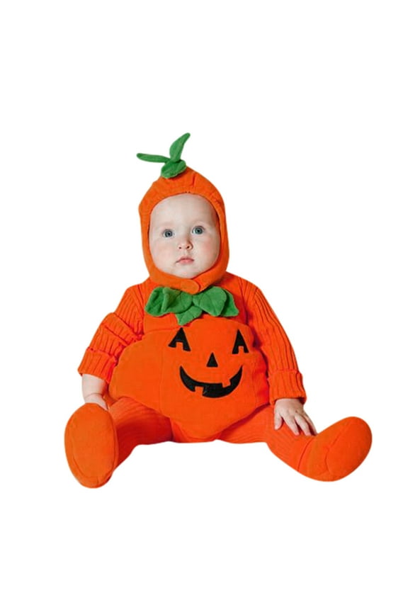Baby Boys Girls Sleeveless Halloween Pumpkin Hoodie Romper Bodysuit+Shoes Comfortable Breathable for Home Indoor Outdoor(6-12 Months Orange)