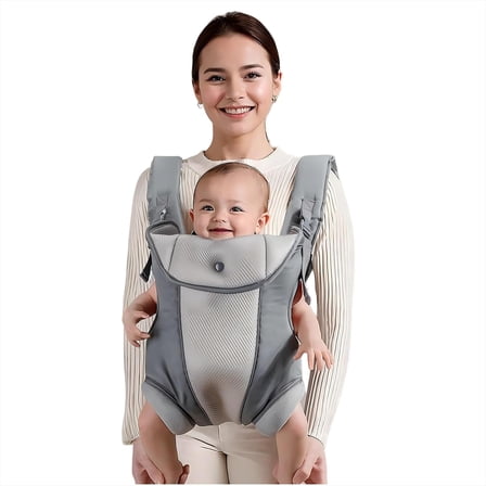 Baby Carrier, 4-in-1 Front and Back Adjustable Wrap Carrier for Toddler Infant Newborn,Soft Fabric and Breathable Mesh,Unisex,7-40lb,Gray