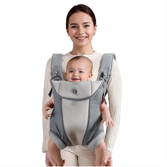 Baby Carrier, 4-in-1 Front and Back Adjustable Wrap Carrier for Toddler Infant Newborn,Soft Fabric and Breathable Mesh,Unisex,7-40lb,Gray