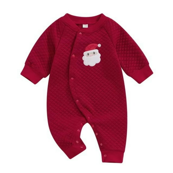 Generic Cozy Baby Santa Claus Romper Christmas Tree Baby Romper Baby Christmas Fall And Winter Long Sleeved Santa Embroidered Pajamas Crawling Suit Baby Holiday Themed Long Sleeve Onesie