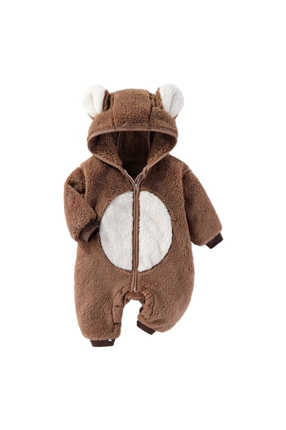 Baby Clothes Kids Fashion Romper Furry Babys Fuzzy Suit Outfits Adorable Cartoon Hoodies Unisex for Casual Soft Comfortable Breathable(6-12 Months,Coffee)
