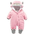 thumbnail image 1 of Generic Baby Clothes Onesies Quick Drying Jumpsuit for Children's Girl Boy Cute Cartoon Bear Ear Coat Footed Hooded Zipper Romper Warm Romper Jacket Outwear Outfits(6-9 Months,Pink), 1 of 8
