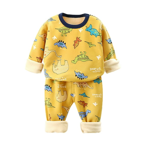 Generic Baby Clothes Sets Kids Toddler Baby Girls Boys Autumn Winter Cartoon Print Cotton Long Sleeve Pants Pullover Sleepwear Set for Casual Soft Comfortable Clothing ﻿