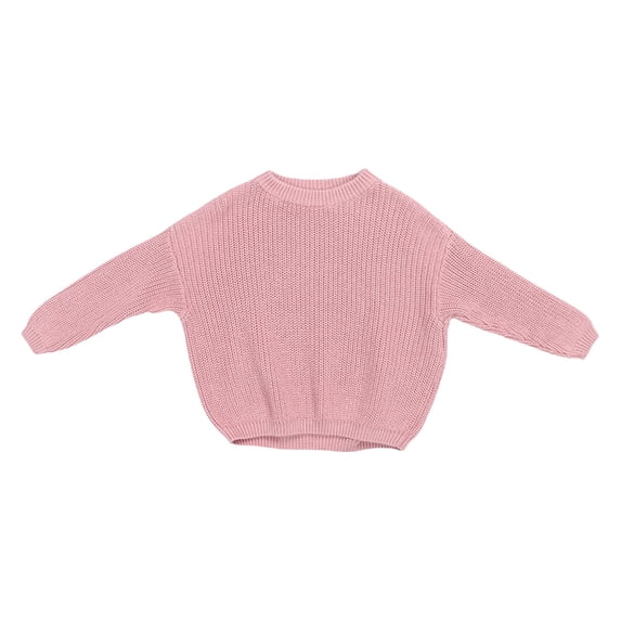 Generic Baby Girl Boy Solid Knit Cotton Sweater Blouse Pullover Sweatshirt Warm Crewneck Long Sleeve Top Fall Winter Clothes for Toddler(2 Years,Watermelon Red)