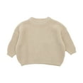 thumbnail image 1 of Generic Baby Girl Boy Solid Knit Cotton Sweater Blouse Pullover Sweatshirt Warm Crewneck Long Sleeve Top Fall Winter Clothes for Toddler(9-12 Months,Coffee), 1 of 4