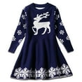 thumbnail image 1 of Generic Christmas Outfits For Girls Little Xmas Dress Reindeer Snowflake Gifts Fall Winter Knit Sweater Dresses Tops Coat Clothes(7-8 Years,Blue), 1 of 7