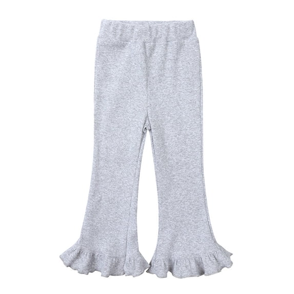Generic Baby Girl Flare Pants Toddler Solid Ribbed Ruffle Bell Bottoms Fashion Casual Solid Color Elastic Loose Comfortable Clearance Pants Trousers Fall Outfits(Clear,12-24 Months)