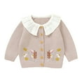 thumbnail image 1 of Generic Baby Girl Knit Cardigan Sweater Embroidery Doll Collar Knitwear Coat Toddler Fall Winter Clothes Baby Girl Autumn and Winter Knitted Cardigan Sweater, 1 of 5
