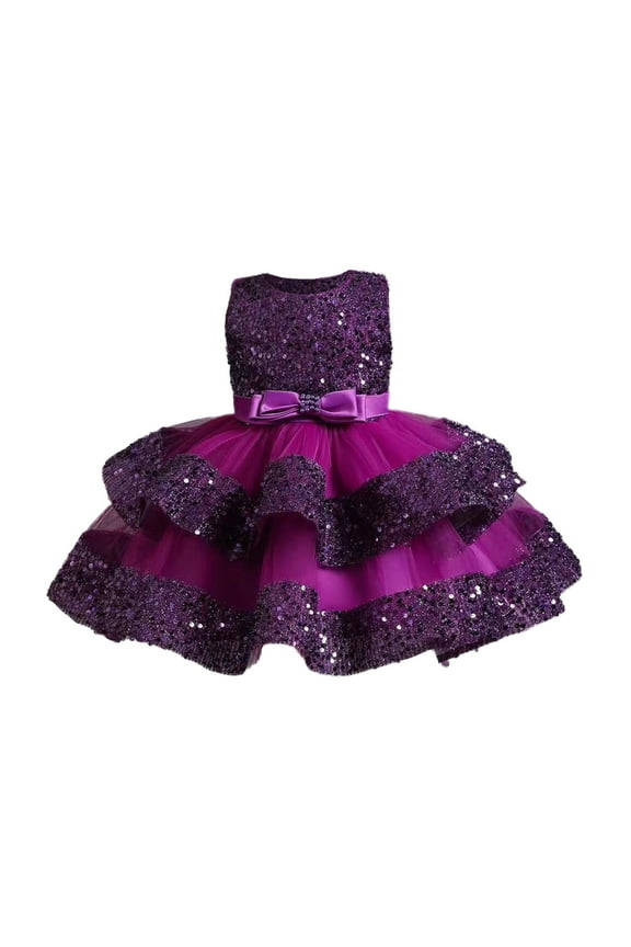 Baby Girl Pageant Dress Sequins Princess Dress Toddler Flower Wedding Birthday Party Gown Dresses 12 Months 5 Years Children Christmas Ball Gown Dress
