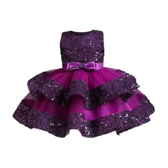 Generic Baby Girl Pageant Dress Sequins Princess Dress Toddler Flower Wedding Birthday Party Gown Dresses 12 Months 5 Years Children Christmas Ball Gown Dress