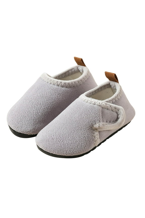 Baby Girl Slippers Kids Slippers Girls Boys Slippers Non Slip Cotton Comfy House Slippers Bedroom Slippers Autumn And Winter Warm Indoor Shoes(7-8 Years,Grey)