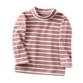 thumbnail image 1 of Generic Baby Girls Boys Children Undershirt New Semi High Neck Striped High Stretch Top Long Sleeve Clothes Autumn Winter Clothes for Home Indoor Outdoor（1-2 Years Multi-color）, 1 of 9