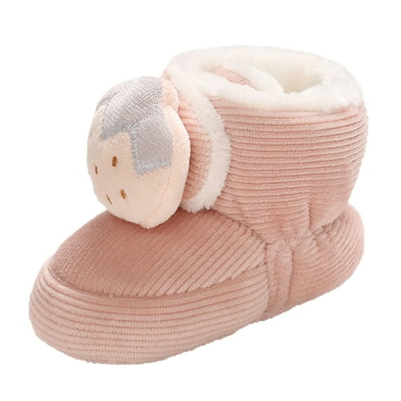 Generic Baby Girls Boys Cotton Booties Winter Warm Lightweight Slippers Toddler Non Slip Ankle Boots House Socks Shoes(12-18 Months Pink)