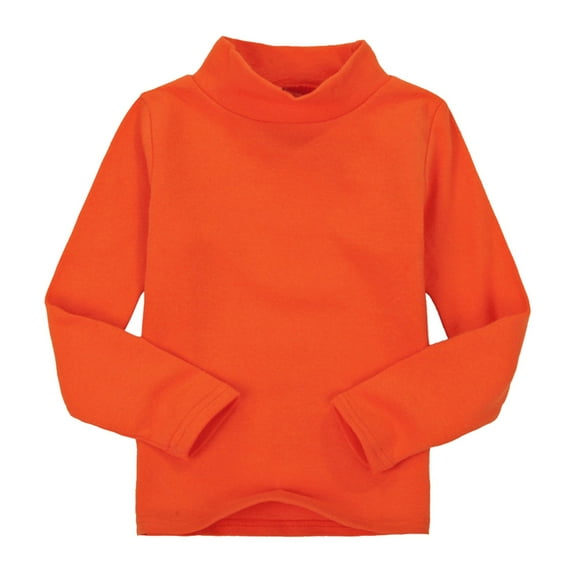 Generic Baby Girls Boys Neck Candy Color Children's Long Sleeve Base T Shirt Solid Color Turtleneck T-Shirt Tops Cotton Mock Neck Clothes Fall Winter Clothes(4-5 Years Orange)