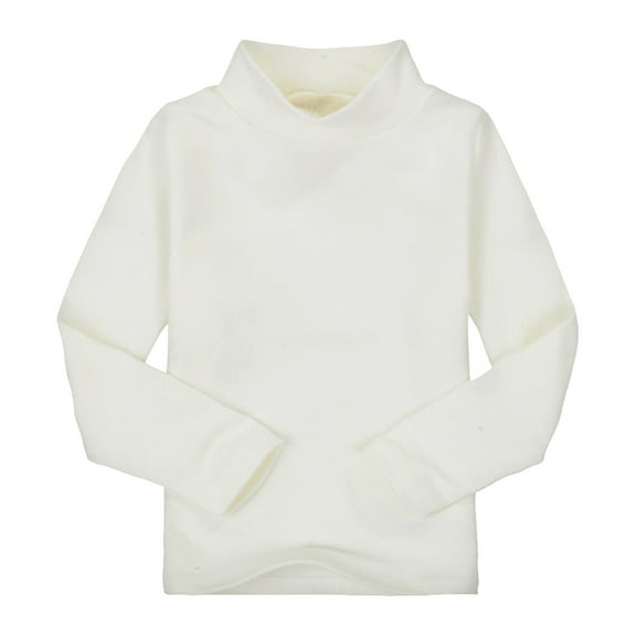 Generic Baby Girls Boys Neck Candy Color Children's Long Sleeve Base T Shirt Solid Color Turtleneck T-Shirt Tops Cotton Mock Neck Clothes Fall Winter Clothes(4-5 Years White)