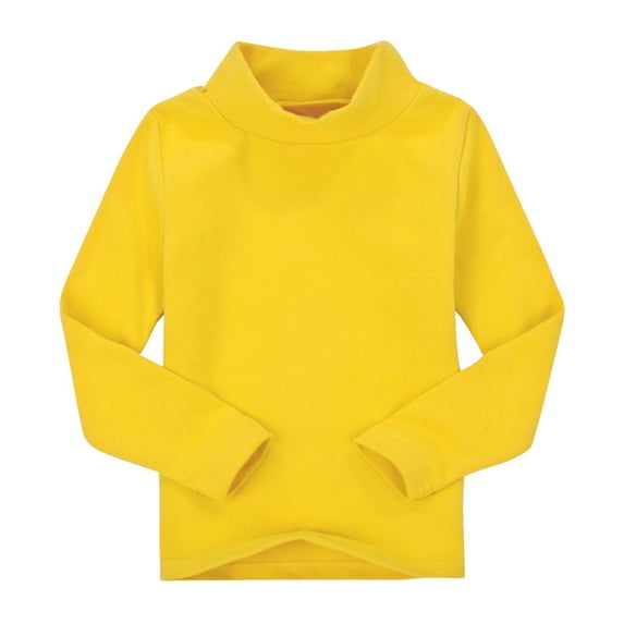 Generic Baby Girls Boys Neck Candy Color Children's Long Sleeve Base T Shirt Solid Color Turtleneck T-Shirt Tops Cotton Mock Neck Clothes Fall Winter Clothes(5-6 Years Yellow)