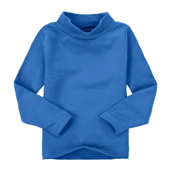 Generic Baby Girls Boys Neck Candy Color Children's Long Sleeve Base T Shirt Solid Color Turtleneck T-Shirt Tops Cotton Mock Neck Clothes Fall Winter Clothes(6-7 Years Blue)