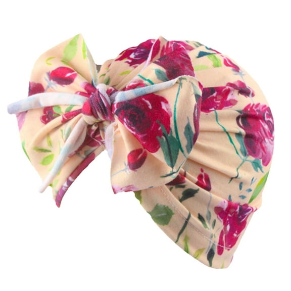 Generic Baby Girls Hats Caps Children's Classic Babys Floral Hat Cap Beanie Ruffle Bowknot Headband Headwear Accessories Unisex Durable(,A)