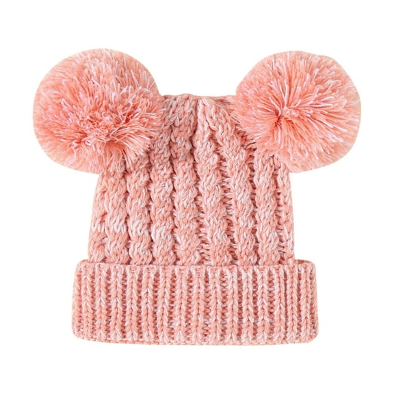 Generic Baby Girls Hats Caps Little Boy Hats Children's Hat Double Ball Children's Knitted Pullover Hat Solid Color Warm Babys Wool Hat Outwear Boys Girl Unisex Durable(,A)