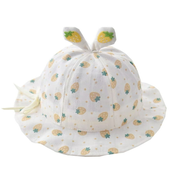 Generic Baby Girls Hats Caps Winter Summer Sun Hat Girl Breathable Large Brim Fisherman Sunscreen Sun Hat Cartoon Strawberry Unisex Durable(,Yellow)