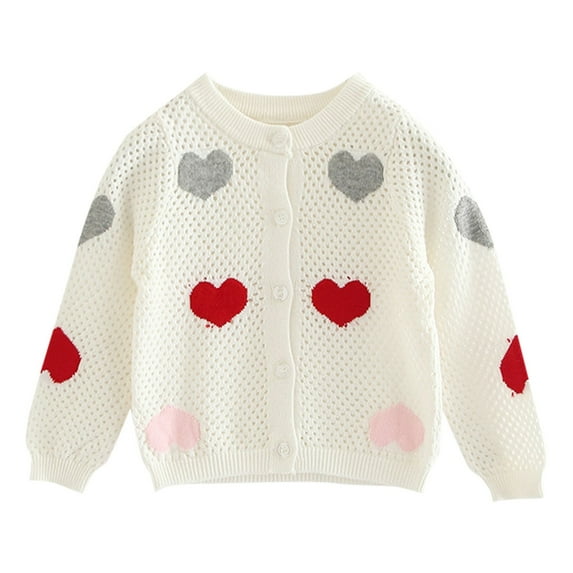 Generic Baby Girls Knitted Blouse Toddler Boys Girls Cardigan Sweater Autumn/Winter Solid Color Knitted Jacket Party Birthday School Fall Winter Clothes (White,12-18 Months)
