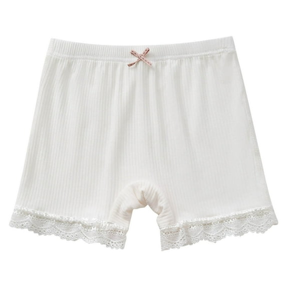 Generic Baby Girls Ribbed Shorts Infant Breathable Solid Color Soft Elastic Bow Waist Ruffle Summer Casual Shorts for 2-10 Years
