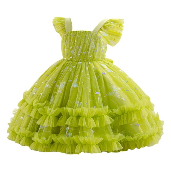 Generic Baby Girls Ruffle Tutu Dress Sequin Butterfly Birthday Party Dresses Princess Pageant Communion Tulle Gown for 1-6 Years