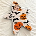 thumbnail image 1 of Generic Baby Halloween Pumpkin Printed Starfish Onesie Zipper Hooded Star Jumpsuit, 1 of 4