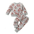 thumbnail image 1 of Generic Baby Kids Toddler Girls Boys Unisex Cotton Print Autumn Christmas Santa Long Sleeve Pants Pullover Sweatshirt Set Clothes for Holiday Christmas Party（12-18 Months Off-White）, 1 of 7