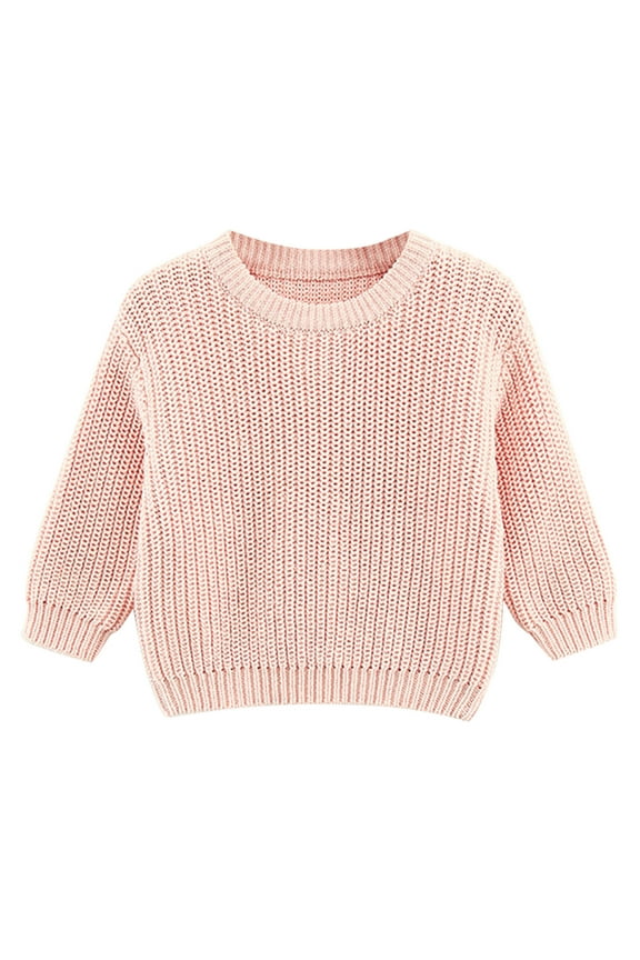 Baby Knitted Sweater Toddler Kids Baby Girl Boy Crewneck Long Sleeve Solid Sweater for Knitted Sweater Autumn Winter Warm Pullover Tops Coat Jacket(A,1-2 Years)