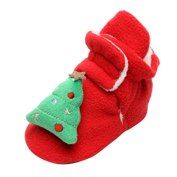 Generic Baby Shoes Boy Girls Keep Walk Warm Plush Toddler Winter First Kids Christmas Slip-On Baby Floor First Walk Shoes