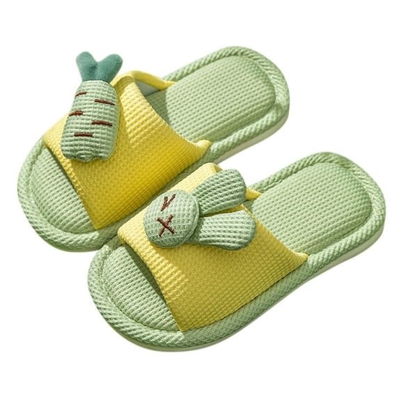 Generic Baby Slipper Girls Boys Kids Home Slides Indoor Floor Cute Cartoon Soft Comfortable Four Seasons Non Slip Cotton Linen Slipper Clearance Shoes(4-4.5 Years,B)