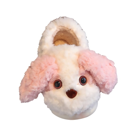 Generic Baby Slippers Children Cute Animal Cartoon Small Dog Pattern Autumn And Winter Indoor Non Slip Warm Slippers Home Toddler Little/big Kids(5-5.5 Years,Pink)