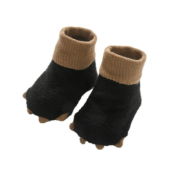 Generic Baby Socks Small Paws Socks Floor Babys Cotton Autumn Winter New Half Velvet Soft Skin Boys Girls for All Seasons Non-Slip Fashion Casual Breathable ﻿(12-18 Months,Black)