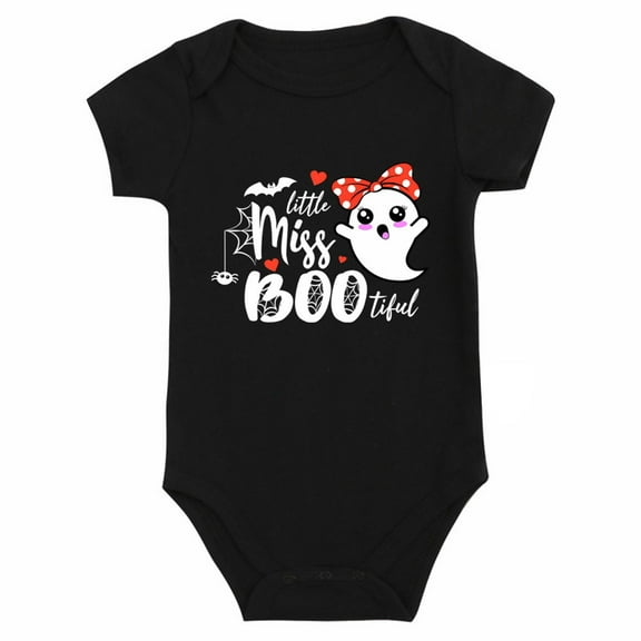 Generic Halloween Pumpkin Baby Romper Cotton Short Sleeved Sweatshirt Spring Summer Clothes Breathable Comfortable for Holiday Party Halloween（12-18 Months Gray）