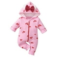 thumbnail image 1 of Generic Baby Toddler Bow Hooded Romper Fit Footed Long Sleeve Zipper Bow Playwear Pajamas Onesie Solid Footie One-Piece Romper Jumpsuit(0-3 Months,A), 1 of 5